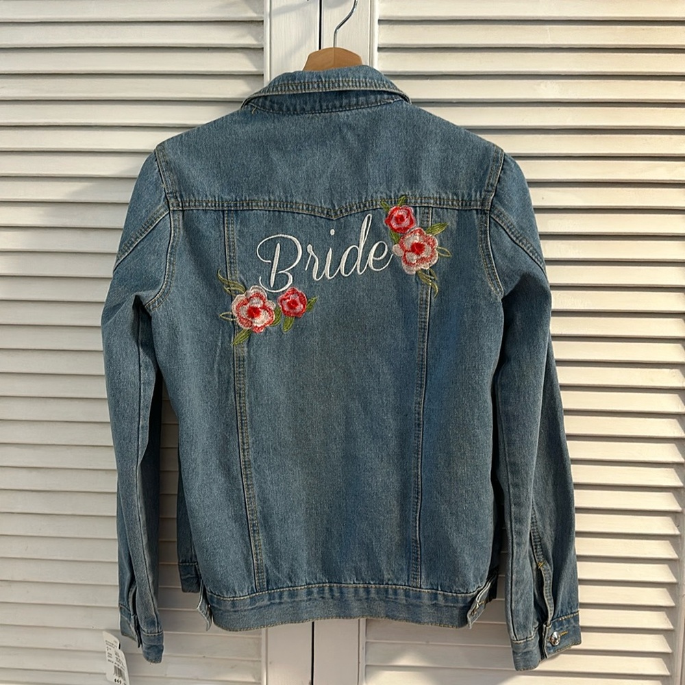 Davids Bridal BRIDE Embroidered Denim Jacket SMALL - NWT